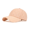 Peach seersucker baseball cap with textured pucker fabric and stylish curved brim - Pink