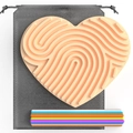 Peach heart sensory activity board with five colored silicone strips and mesh bag - Heart Shape--Pink