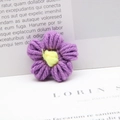 DIY purple milk cotton knitted flower with yellow center for hair accessories and decor - Purple