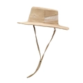 Khaki quick-dry outdoor bucket hat with white breathable mesh and adjustable chin cord - One Size / Deep Beige