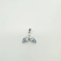 Silver whale tail pendant with irregular blue stone inlay and top hanging ring - Fish Tail-Silver
