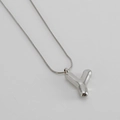 Silver snake chain necklace with 3D bubble letter Y pendant in polished finish - Letter Y [Steel]