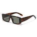 Lunettes de soleil Y2K rectangulaires oversize avec monture écaille et verres gris foncé - Écaille/Verres Vert Foncé
