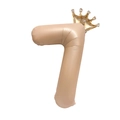 Creamy champagne number 7 foil balloon with mini gold crown for birthday party decor - Caramel Crown Number 7