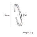 Detailed size chart of silver twisted cable cuff bangle with 55mm inner diameter - Silver