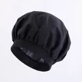 Elastic wide-band waterproof satin sleep cap in black for hair protection and beauty care - One Size / Black