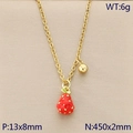 Collier doré de style pastoral avec pendentif fraise rouge et petite perle d'or incluse - Style Grande Fraise Rouge avec Perle Dorée (KN292059-Z)