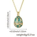 Golden 18K plated necklace with green enamel egg pendant and zircon inlay details - Pendant + Stainless Steel Lip Chain 45+5CM / Green