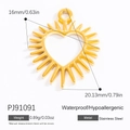 Minimalist heart sun pendant in 18k gold plated stainless steel, 16x20mm size - PJ91091 Sun Heart