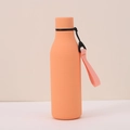 Matte coral pink stainless steel water bottle with portable fabric strap and sleek design - Rubber Paint Barbie Pink with Strap