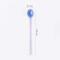 Blue heart glass spoon with transparent purple glitter handle, dimensions 144x21mm - Blue Glitter Diamond Style