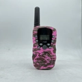 Pink camouflage walkie talkie for kids with T-388 digital screen and function buttons - Camo Pink