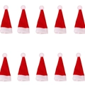 Lot de 10 mini bonnets de Noël rouges et blancs pour sucettes et décorations de fête - 10 Pièces