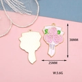 Pink flower bouquet enamel charm for DIY jewelry with dimensions 38x25mm and 3.6g weight - Carnation Bouquet