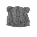 Japanese style grey knitted beanie with cute bear ears for women in winter season - One Size / Dark Gray
