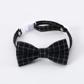 British style black and white plaid pet collar with adjustable buckle and bow tie - New Black Plaid Bow Tie / S (17-32cm)