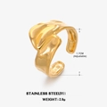 Verstellbarer goldener Edelstahlring mit Wellendesign, 1,7cm Innendurchmesser und 2,9g - Unregelmäßige Wellentextur (ZN057) / Gold