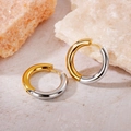 Elegant two-tone gold and silver titanium steel hoop earrings with a polished finish - 4.0 Two-Tone Inner Diameter 16mm