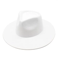Detailed view of white wool fedora hat featuring classic wide brim and stitched edges - M (56-58cm) / White