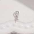 Close-up of S925 sterling silver pendant connector with three sparkling zircon stones - Style H / White Gold