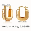 U-shaped chunky 18K gold hoop earrings with star engravings and zircon stones - KE1205-Gold Multi-Star Zirconia Chunky Hoop