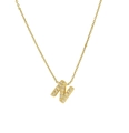 Classic 18k gold necklace featuring a zircon-studded initial letter N pendant - Letter N