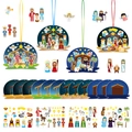 Nativity scene DIY sticker set featuring Mary, Joseph, and baby Jesus decorations - Special Shape Nativity Manger Story Set