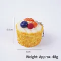 Realistic mousse cake keychain with fake fruit toppings and nut crumble decoration - Coconut Cake Keychain / Yellow