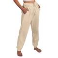 Pantalón jogger beige clásico para mujer con cordón y puños elásticos en estilo hip hop - S / Caqui