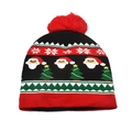 Détail du bonnet de Noël en tricot avec motifs de Père Noël, sapins et flocons de neige - Père Noël et Sapin de Noël (2#)
