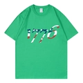 Relaxed bright green cotton T-shirt featuring a 1776 American flag star pattern print - Green 318