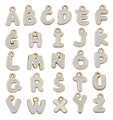 Série de 26 pendentifs alphabet DIY en émail blanc et métal doré double face détaillés - Lettres Anglaises Blanches Double Face En Forme De Goutte D'huile - 23364 / Lettre A