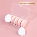 Set of 10 white teardrop makeup finger puffs with transparent storage box for precision - 10 Pack + Storage Box / White