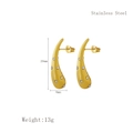 Goldene tropfenförmige Edelstahl-Ohrstecker mit Diamanten, Größe 29 mm mal 8 mm - Zirkonia Eingelegt / Goldener Strass-Stil
