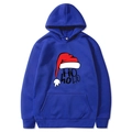 Dunkelblauer Weihnachts-Hoodie mit roter Weihnachtsmütze und HO HO HO-Druck - Blau
