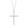 Macro detail of silver cross pendant with micro-paved cubic zirconia stones - Style 3 / 45+5cm