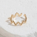 Bague dorée ajustable au design ondulé et perles polies avec un style minimaliste chic - Bague Simple en Zigzag / Doré