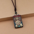 Ebony Black Zambala No.1 Thangka Square Necklace