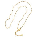 French vintage gold stainless steel necklace featuring white enamel rice beads - Gold Chain White Beads (SL030)