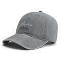 Casquette de baseball en coton lavé gris foncé avec broderie blanche Mama et cœur - Gris