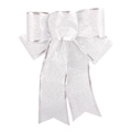 Sparkling silver Christmas bow decoration with fine glitter finish and metallic edge - Silver