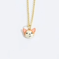 Collar minimalista dorado con un lindo colgante de corgi en esmalte naranja - Corgi