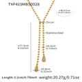 Technical diagram of 18k gold plated Y-necklace with zircon drop and sizing details - Double Drop Necklace 40+5cm