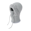 Grey integrated fleece-lined knitted hat with scarf and face mask for winter warmth - Gray