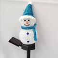 Solar powered snowman landscape light with blue scarf and sparkling sequin hat - Single Snowman Dark Blue