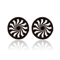Minimalist black round hollow earrings with spiral vortex pattern design - Spiral / Black