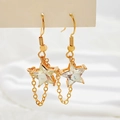 Orecchini a stella dorati con cristallo iridescente e nappa a catena delicata - Kc Gold Wg-0724