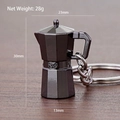Mini Moka Pot metal keychain in gunmetal grey finish with engraved RG logo detail - Moka Pot (Black)