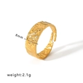Irregular hammered 18k gold plated titanium steel open ring with 8mm width for women - Irregular Hammered Pleated Style (HF-J1288)