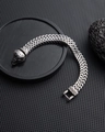 Men's silver-tone braided steel bracelet with Viking beast head and folding clasp - Bird Head